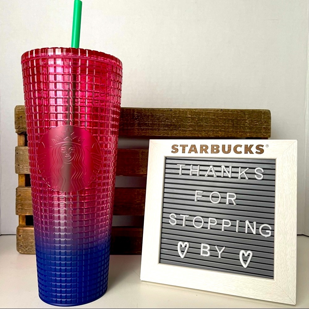 STARBUCKS Venti Watermelon Studded Grid Ombre Cold Tumbler